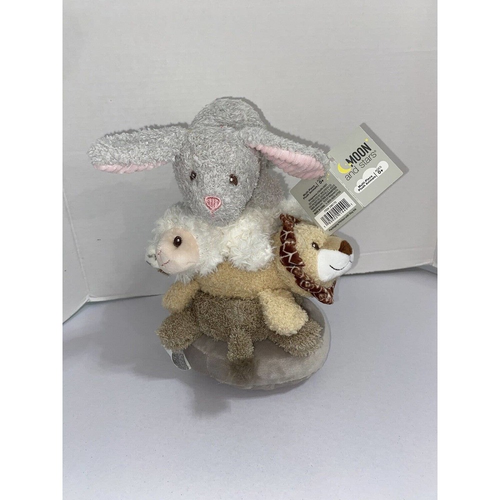 Baby Animals Plush Stacking Rattle Stackable Rings Elephant Lovey Lion Bunny NWT